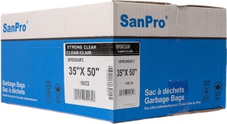 SanPro® Clear Polyethylene Garbage Bags 35'' x 50'' Strong CS/125.